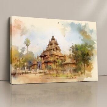 Canvas Print – Temple Serenity adds calm devotion. Premium stretched canvas, fade-resistant inks, ready to hang.