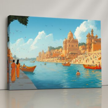 Canvas Print of Sacred Ghats – Devotional Heritage Art by Artfy Canvas