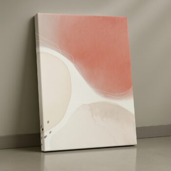 abstract blush and beige minimalist canvas wall art for modern décor