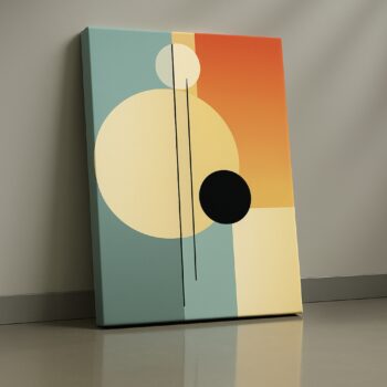 geometric modern abstract canvas wall art with circles and color blocks