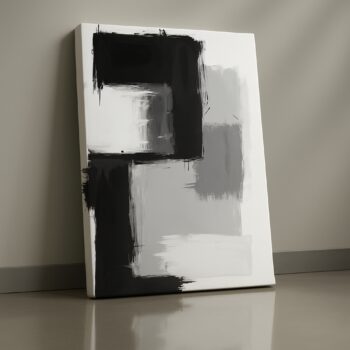 black and white swirling abstract canvas wall art