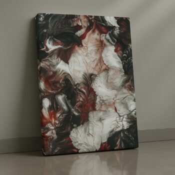 black red molten swirling abstract canvas artwork