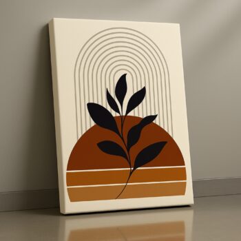 earthy botanical geometric arch canvas wall art