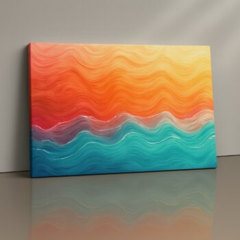 warm sunset ocean gradient wave canvas print