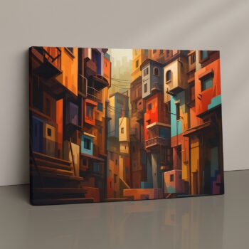 warm glowing urban alley abstract canvas