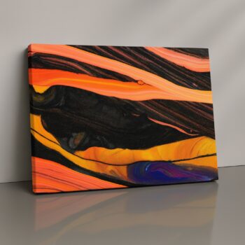 fiery orange black molten abstract canvas