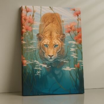 Blue leopard emerging through mist print