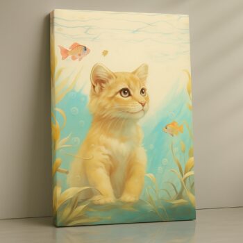 Whale swimming in soft pastel ocean tones print