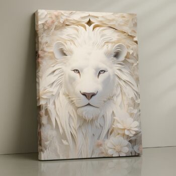 Ivory Majesty lion artwork on canvas.