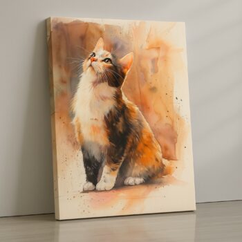 Golden-lit lion portrait on canvas.