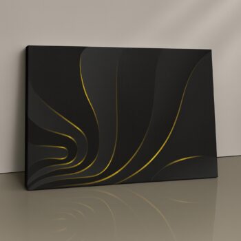 Gold flowing lines abstract canvas