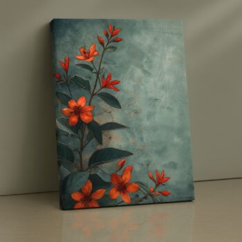Ember Bloom floral botanical canvas wall art by Artfy Canvas – modern nature-inspired décor for living rooms and bedrooms.