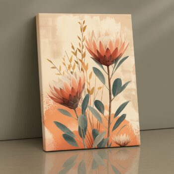 Protea Sunset Bloom floral canvas wall art by Artfy Canvas – modern décor style.