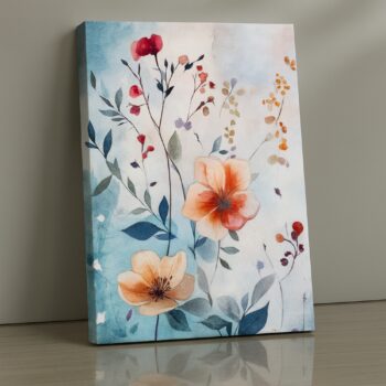 Aquatic Bloom Dance floral canvas wall art by Artfy Canvas – calming décor.