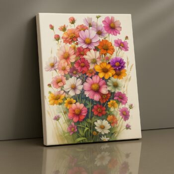 Meadow Bloom Symphony floral canvas wall art by Artfy Canvas – watercolor botanical décor.
