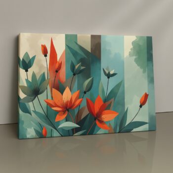 Verdant Ember Garden abstract floral canvas wall art by Artfy Canvas – modern décor