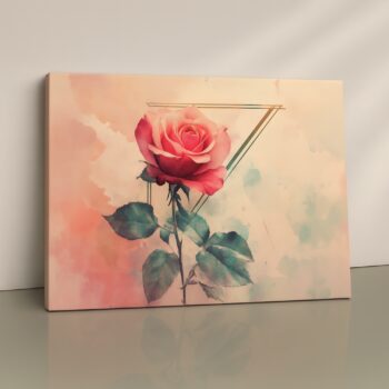 Rosewater Geometry rose canvas wall art by Artfy Canvas – pastel modern décor.
