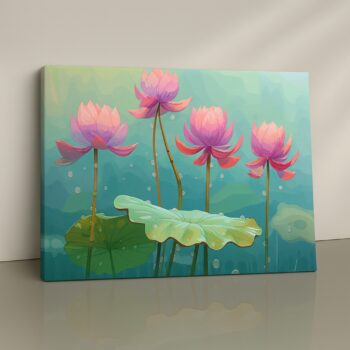Lotus Aqua Serenity lotus canvas wall art by Artfy Canvas – zen aqua décor.