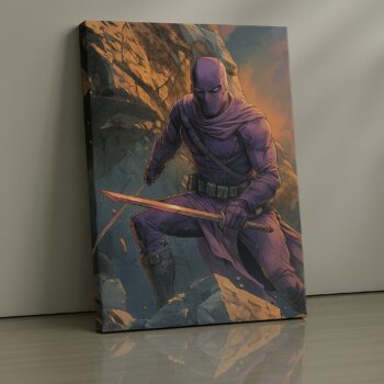 Purple-lit assassin holding a blade print