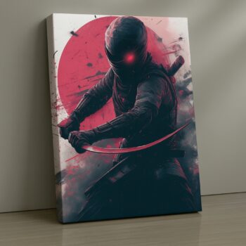 Shadowed hunter under a bright red moon print