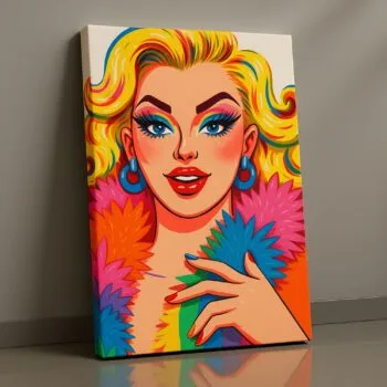 Radiant Diva neon pop-art portrait canvas print