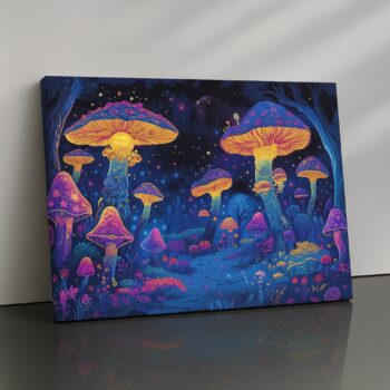 Psychedelic magic mushrooms canvas