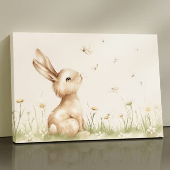 Bunny and butterflies fantasy canvas