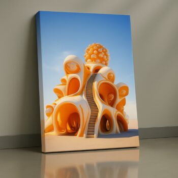 Citrus Ascent abstract 3D orange canvas wall art by Artfy Canvas – modern