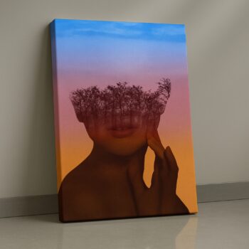 Fading Forest surreal face canvas wall art by Artfy Canvas – dreamy modern décor.