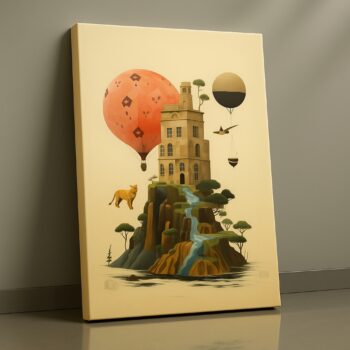 Floating Haven surreal island canvas wall art by Artfy Canvas – fantasy home décor.