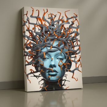 Wired Illusion futuristic face canvas wall art by Artfy Canvas – modern décor.