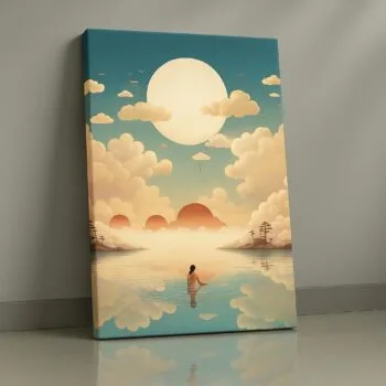 Moonlit Stillness serene lake canvas wall art by Artfy Canvas – peaceful décor.