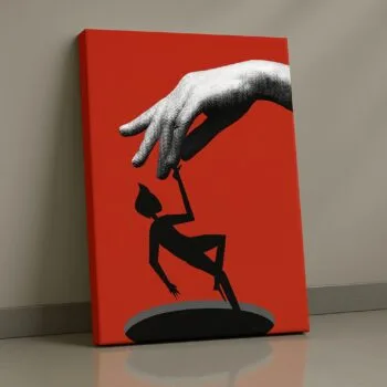 Scarlet Control red minimal figure canvas wall art by Artfy Canvas – modern décor.
